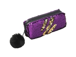 Bolsa de maquillaje con lentejuelas de sirena espiral reversible, estuche estudiantil para niñas, estuche para lápices con cremallera colorida
