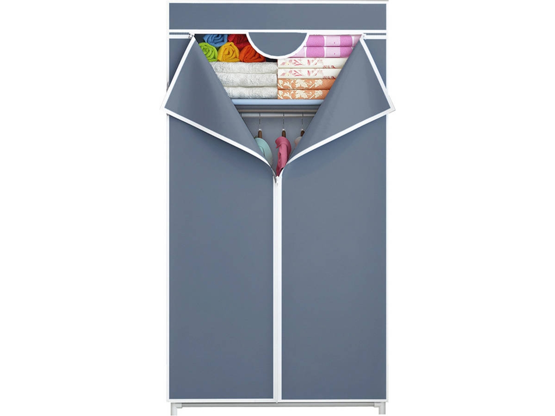 Armario 7H SEVEN HOUSE con Cremallera (Gris - Acero y Tejido Sin Tejer - 70x45x155 cm)