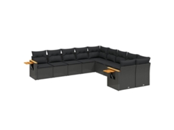 Maison Exclusive - Set De Sofás De Jardín 10 Pzas Cojines Ratán Sintético Negro