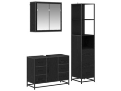 Conjunto de muebles de baño con puerta, 3 piezas, roble negro, MAISON EXCLUSIVE