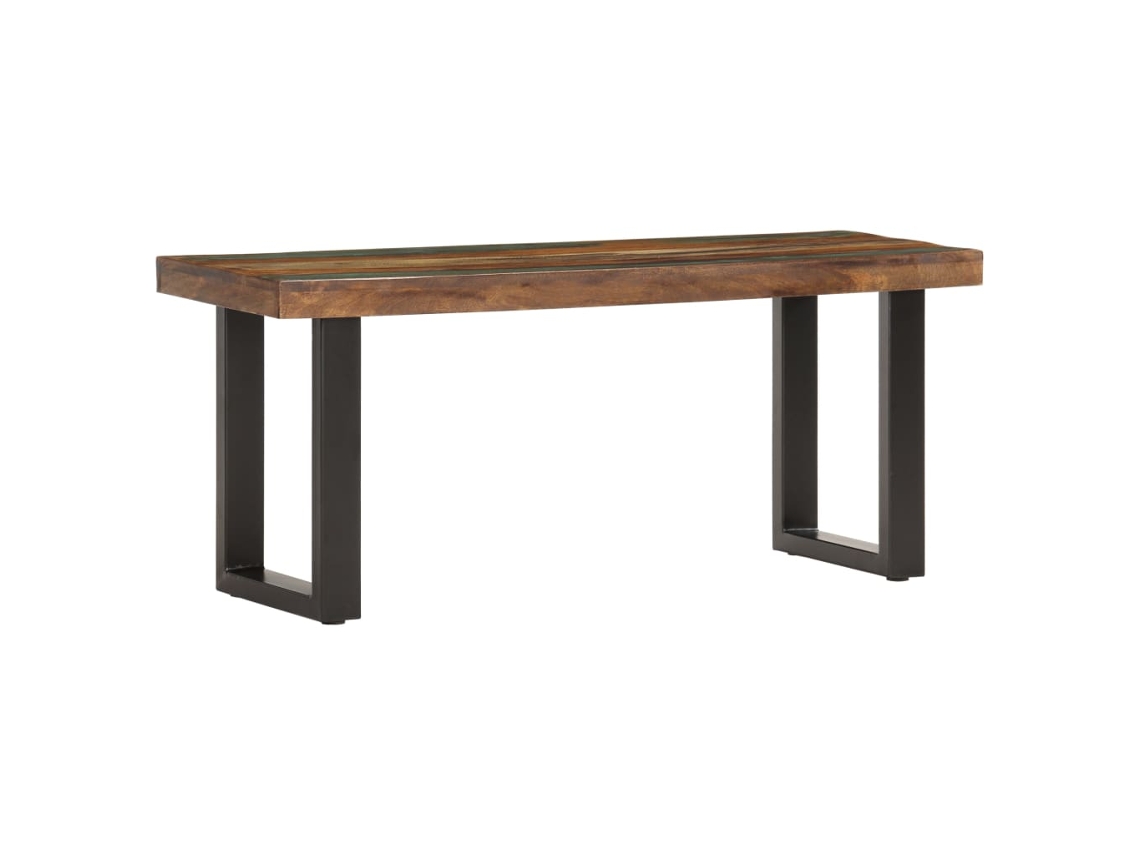 LOVELY HOME Taburete Banco 110 Cm Madera Recuperada Maciza y Acero