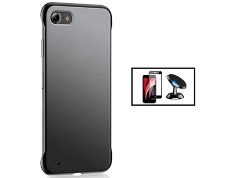 Kit Carcasa Bumper + Protector de Pantalla iPhone SE 2022 PHONECARE Transparente y Negro