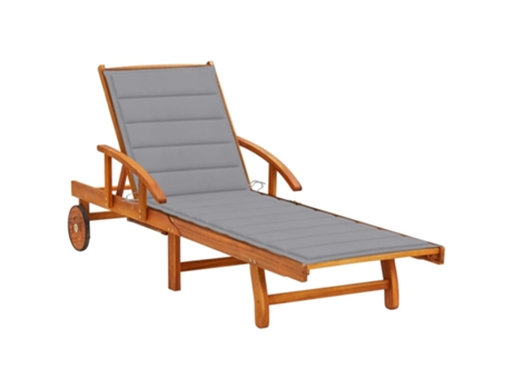 MAISON EXCLUSIVE Tumbona de jardín con cojín madera maciza de acacia