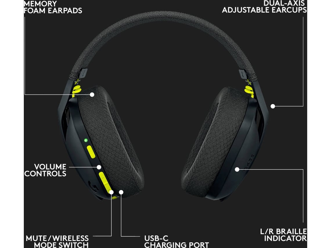 Auriculares Gaming Bluetooth LOGITECH Lightspeed G435 (Over Ear -  Multiplataforma - Noise Cancelling - Negro)