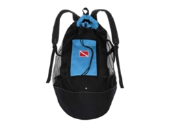 Mochila de buceo para equipo de buceo y snorkel, 80 L, tejido de malla con cordón para máscara y aletas - Negra y azul
