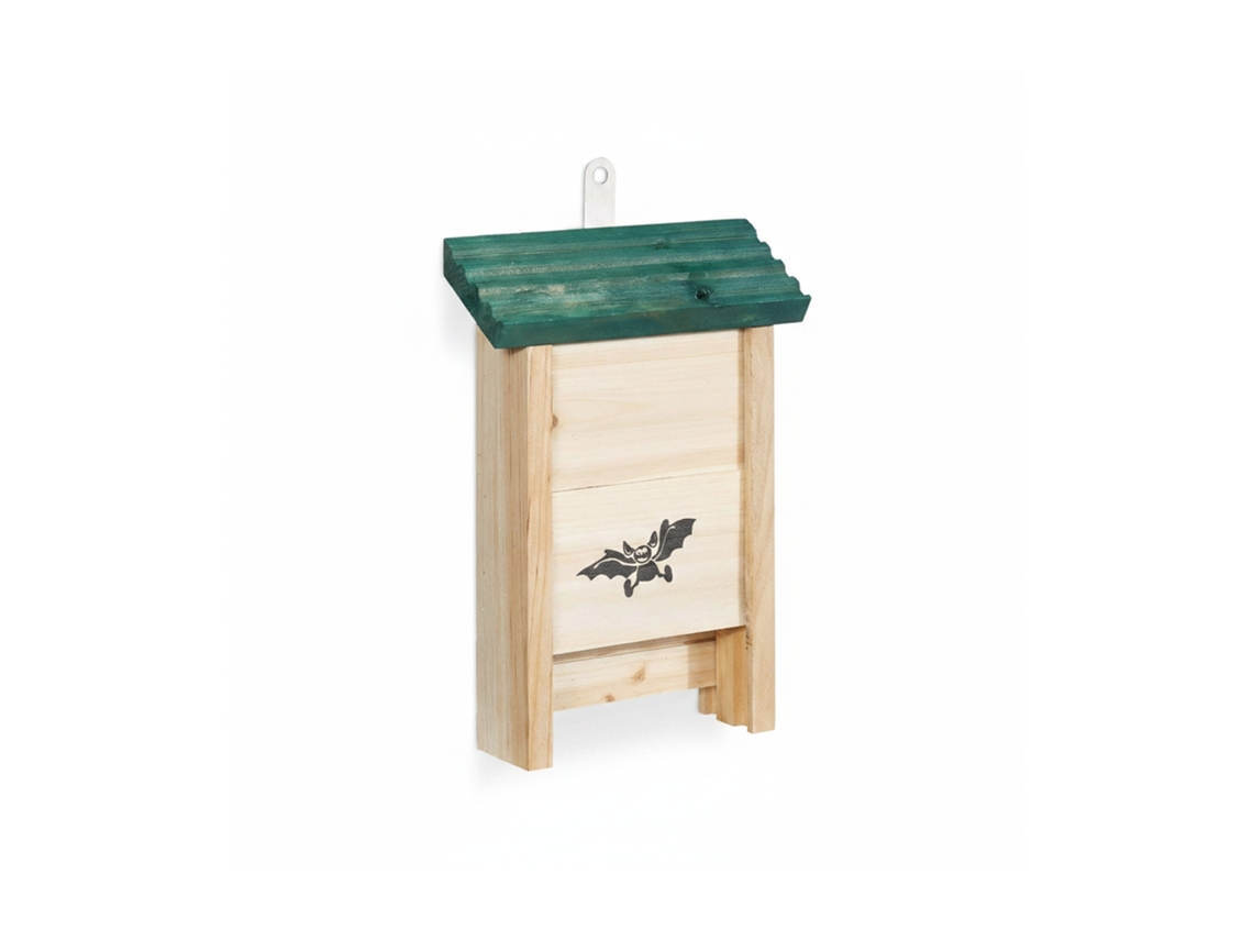 Relaxdays Nido Murciélago, Casa, Caseta, Refugio, Bat Box, Madera Sin Tratar, 1 Ud., 25,5 X 18 X 6 Cm, Marrón-verde