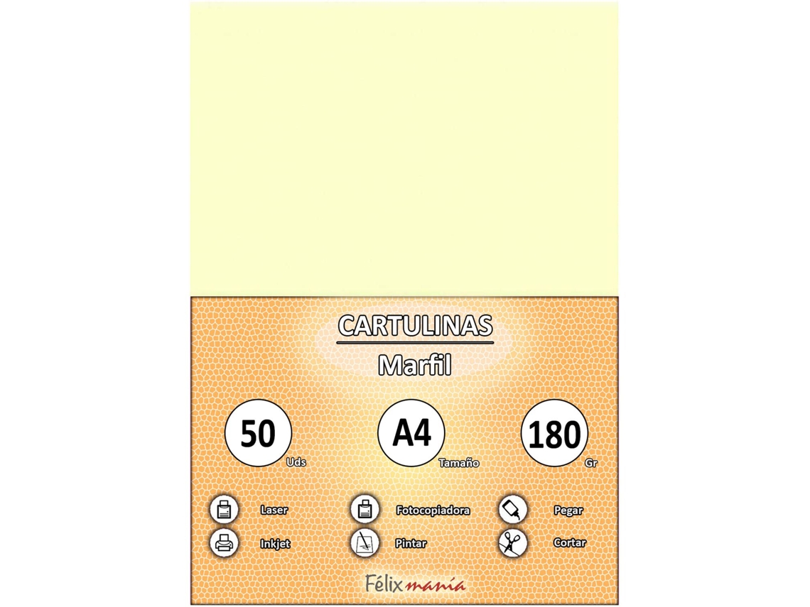 Cardboard 180Gr A4 Hojas De Ivory 50