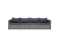 Set De Sofás De Jardín | Sofá De Exterior 4 Uds Y Cojines Ratán Sintético Gris Wsd451689