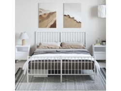 Estructura Cama Sin Colchón Con Estribo Metal Blanco 150x200 Cm