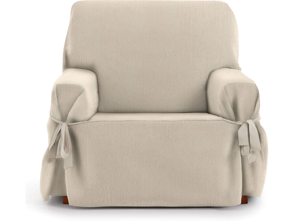 Funda de Sillón EYSA Mid con Lazos (110 x 70 x 120 cm - Poliéster y Algodón - Crudo)