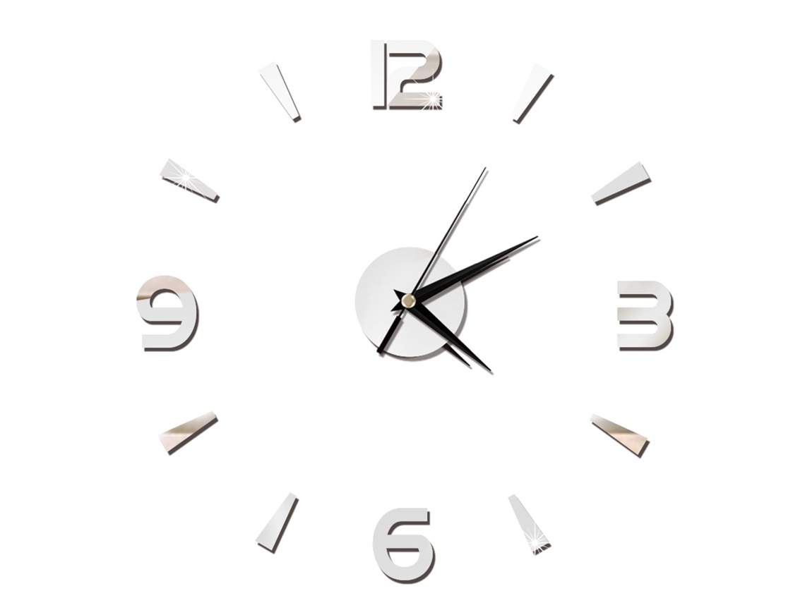 Reloj De Pared Autoadhesivo, Espejo Acrílico, 1 Mm De Grosor, Decoración Moderna Para Bricolaje, Plateado, 60x60cm