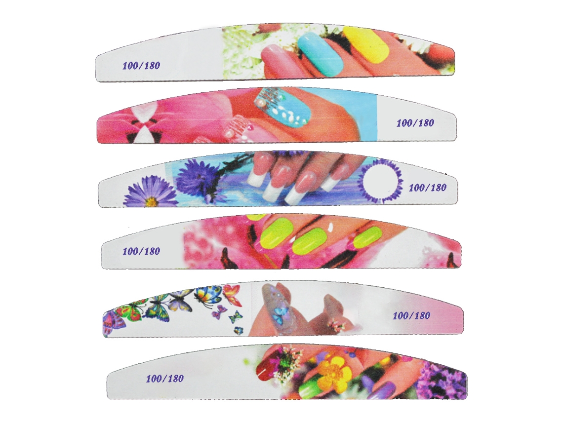 Juego de limas de uñas reutilizables de doble cara para peinar uñas en casa y salón (grano 100/180)
