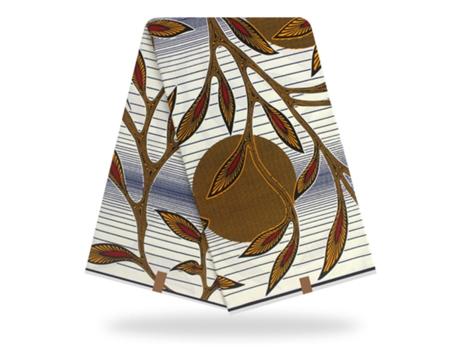 Tela De Algodón De Cera Real Con Estampado Africano Para Vestido (Q - 120 Cm - 6 Yardas)