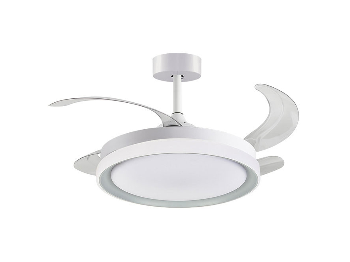 Ventilador de Techo Kigali Blanco/Plata 4 Aspas Retráctiles 72W Led 3000-4000-6000K Alt.35Xd.108/50Cm FERRIMEX