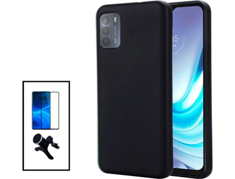 Kit Carcasa + Protector de Pantalla + Soporte Motorola Moto G50 GIFT4ME Negro
