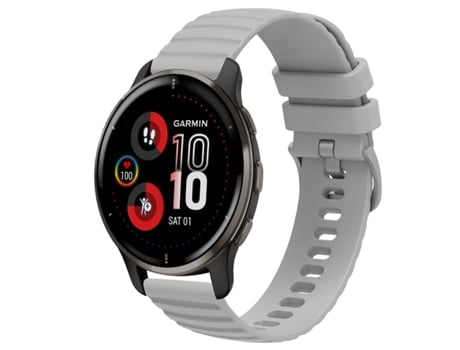 Correa de reloj inteligente para Garmin Venu 2 Plus Correa de reloj de silicona de color sólido con patrón de puntos ondulados de 20 mm (gris)
