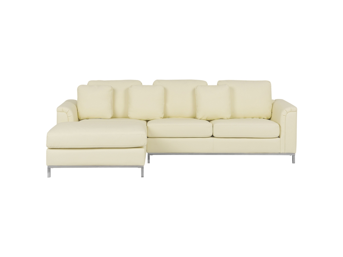 Sofá de esquina derecha BELIANI Oslo de Piel Beige 270x151x64