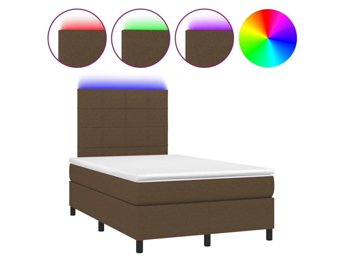 Maison Exclusive - Cama Box Spring Con Colchón Y Led Tela Marrón Oscuro 120x200 Cm