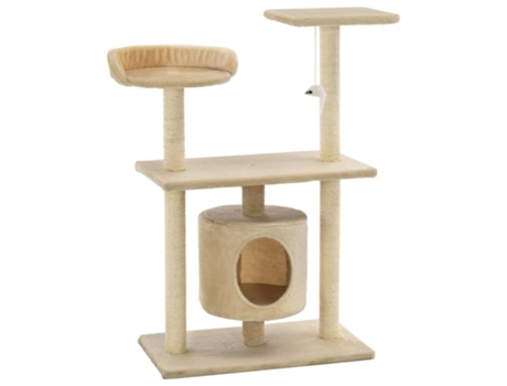vidaXL Rascador para gatos con postes rascadores de sisal 95 cm beige