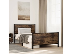 Estructura De Cama Sin Colchón Metal Roble Ahumado 100x200 Cm