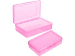 Estojo Rígido De Plástico Transparente De Grande Capacidade, 2 Peças, Rosa, Ideal Para Escola, Escritório,