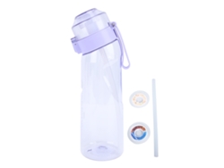 Botella De Agua Aromática Air Scent De 650 Ml Con Pajita Y 2 Anillas Para Uso En Exteriores - Morada