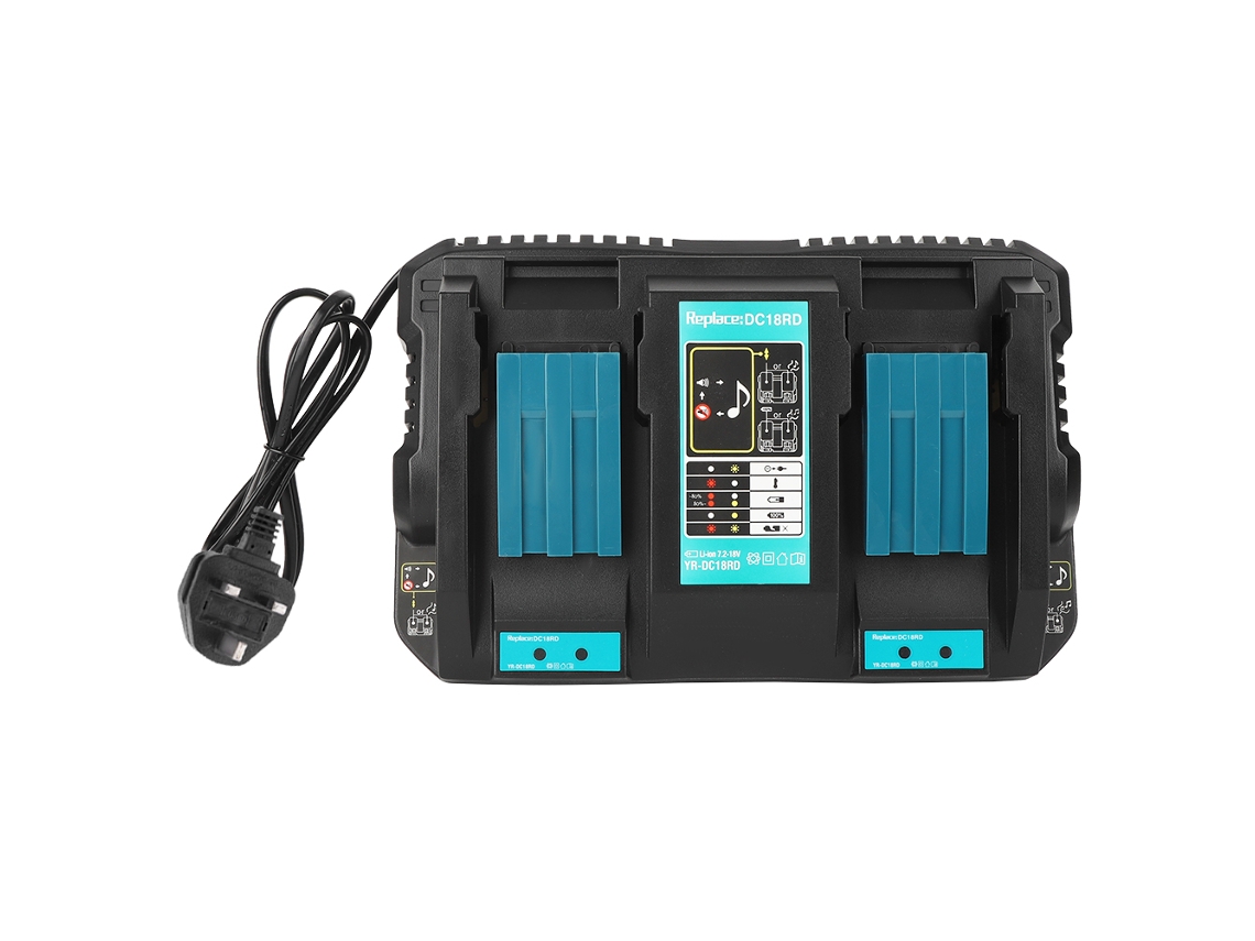 Cargador De Batería Doble Dc18rd Con Interfaz Usb Para Makita 14.4-18v Bl1830 Bl1430 Enchufe Británico 220-230v