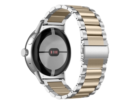 Correa de acero inoxidable 3 cuentas para Google Pixel Watch - plata/Dorado champagne