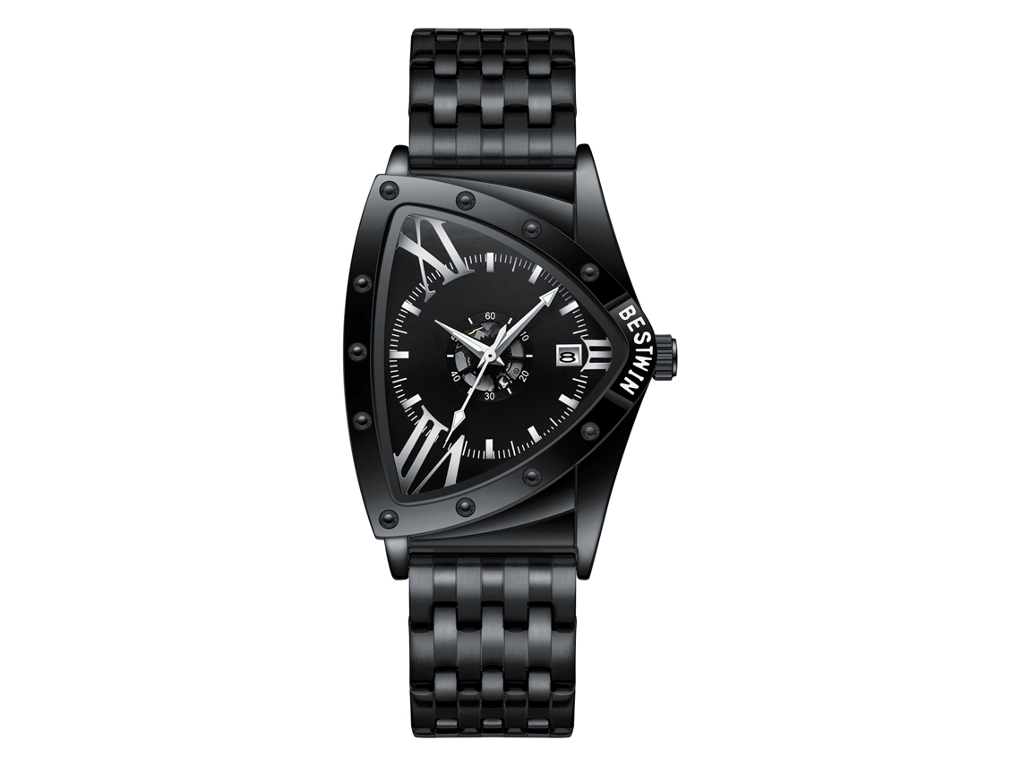 Reloj De Cuarzo Para Hombre (negro) Con Esqueleto Plateado