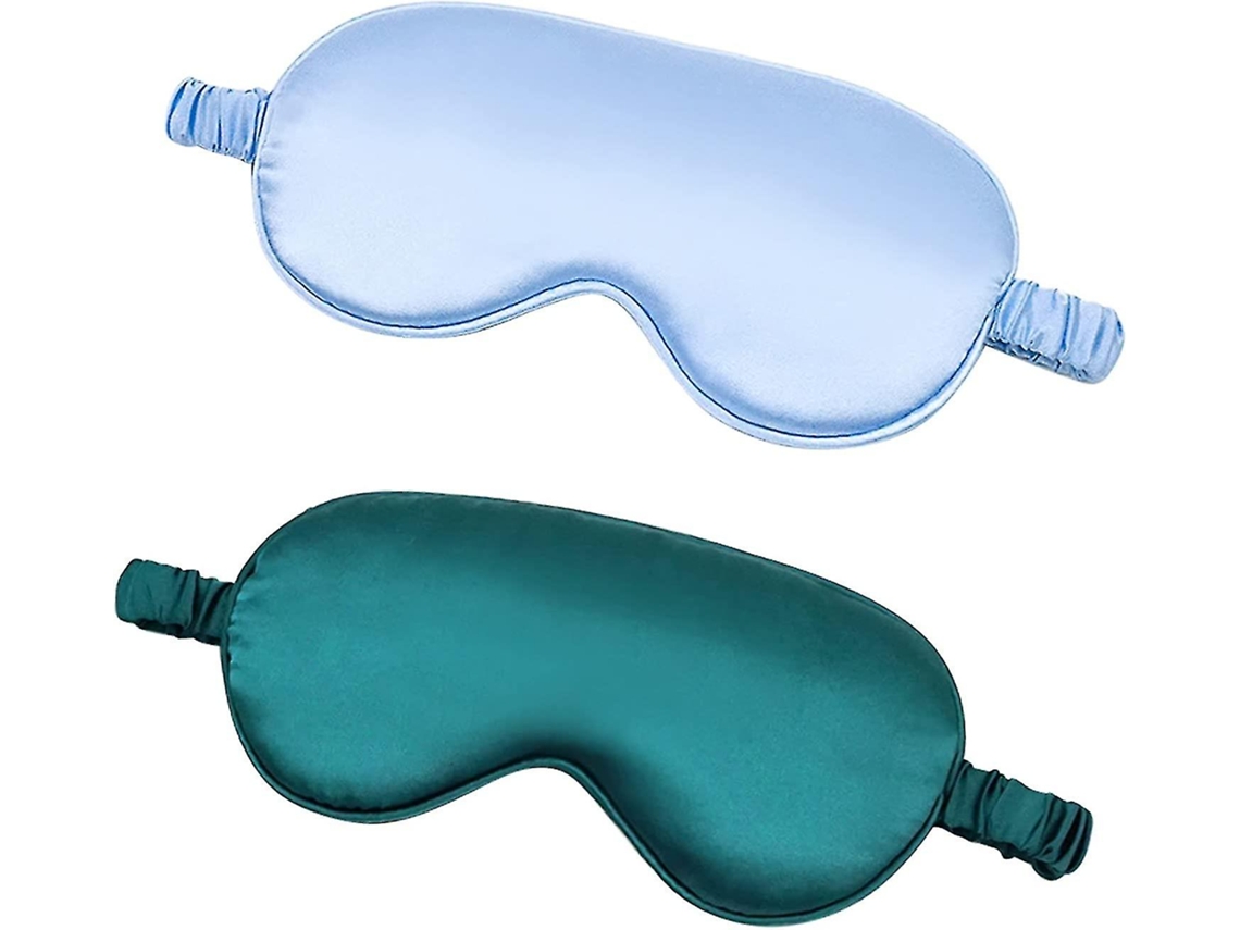 Máscara De Ojos De Seda Natural Con Correa Elástica, Suave Para Dormir, Viajes Y Siestas, Bloquea Luz Azul Marino Verde Oscuro