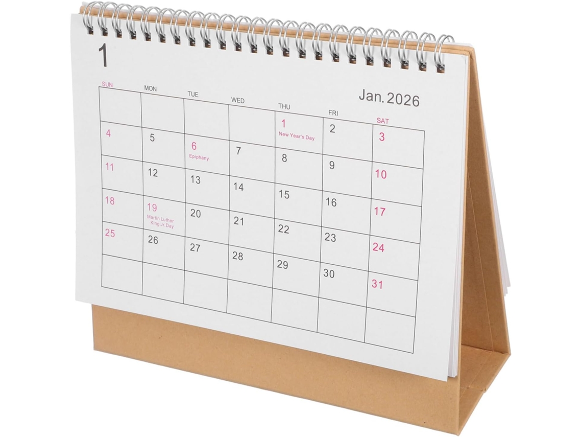 Calendario De Escritorio Sencillo, Pequeño, Creativo, De Papel, Mensual, Blanco.