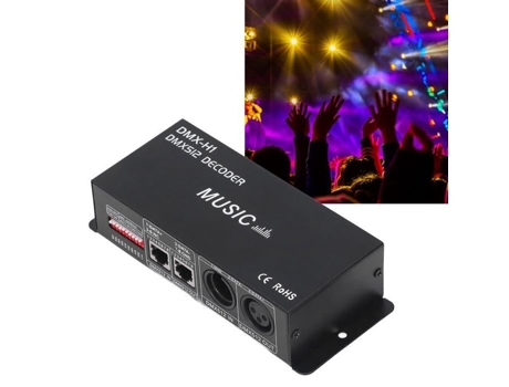 Decodificador HURRISE DMX de 4 Canales, Controlador de Decoración LED de 4 Canales, Microcontrolador Electrónico DMX de 4 Canales, 8A por Canal