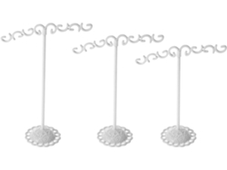Expositor Joyas Metal Blanco 3 Piezas Elegante Soporte Forma Árbol Múltiples Ganchos Organizar Relojes