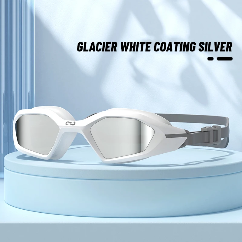 Gafas De Natación (blanco Plateado), Antivaho, Con Protección Uv, Ajustables, Para Adultos.