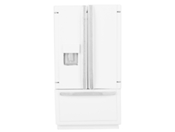 Modelo De Nevera Simulada Doorhouse De Madera Birch Miniatura Con Doble Puerta Y Dos Compartimentos, Blanco Con Borde Plateado