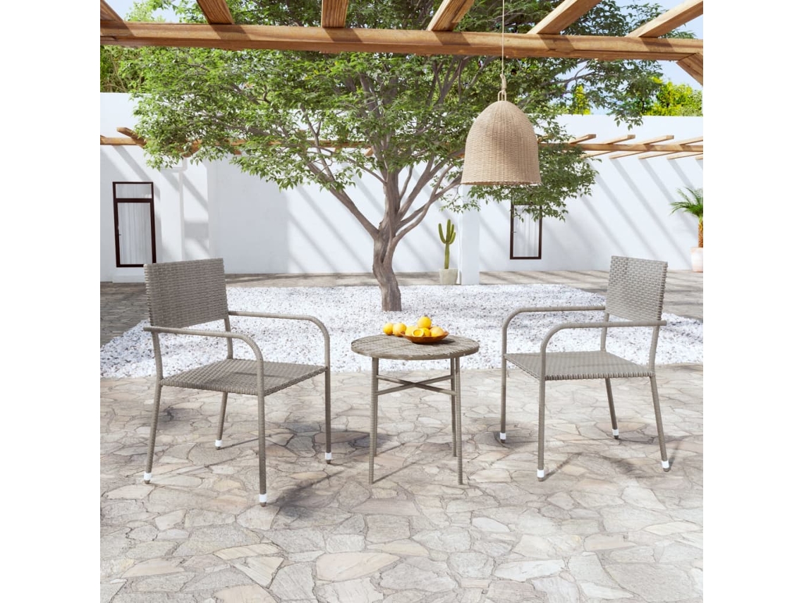 Juego de comedor de jardín de 3 piezas DKD Home Decor en mimbre gris PE