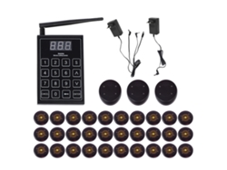 Sistema de llamada inalámbrico para restaurantes, 999 canales, 30 receptores con zumbador y vibración.