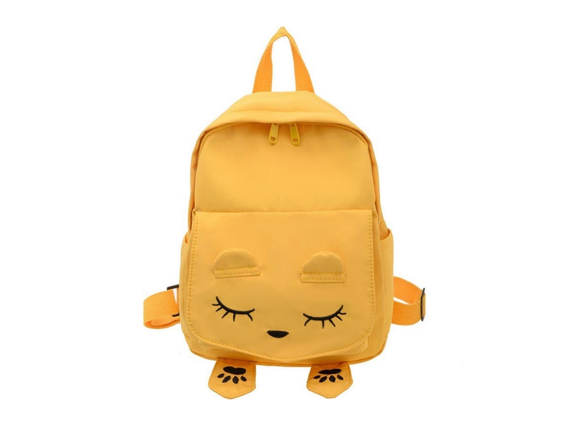 Mochila infantil de nailon, elegante y resistente, perfecta para el colegio y las actividades al aire libre. Amarilla.