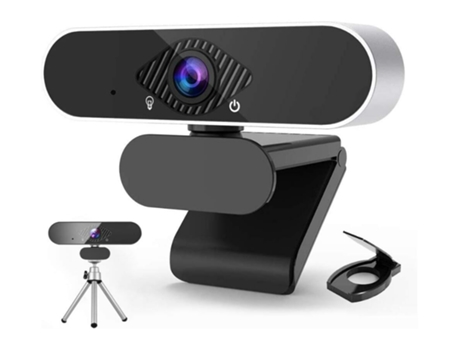 Cámara web de 1080p con micrófono, cámara web USB FHD sin ojo de pez gran angular para computadora portátil de escritorio, Plug and Play (negro) CH...