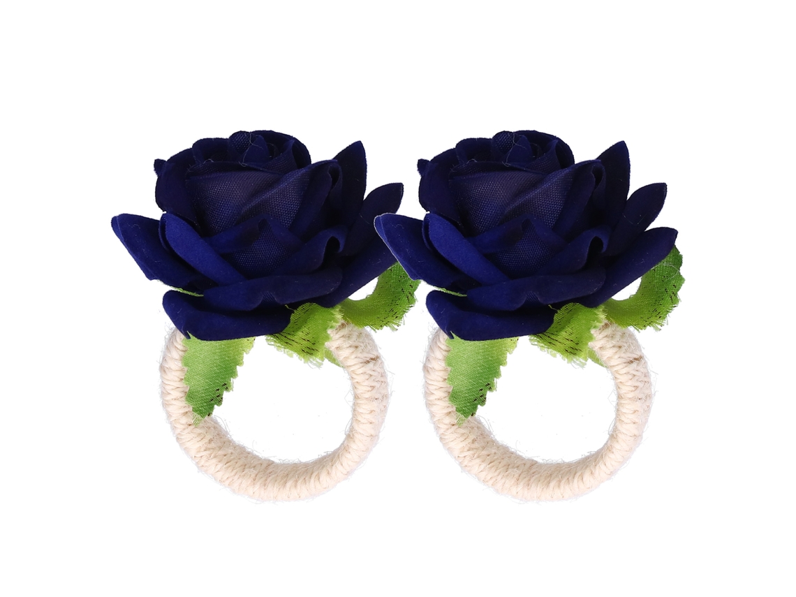 2 anillos de servilleta con diseño de flores simuladas, modernos para decoración de mesa de boda.