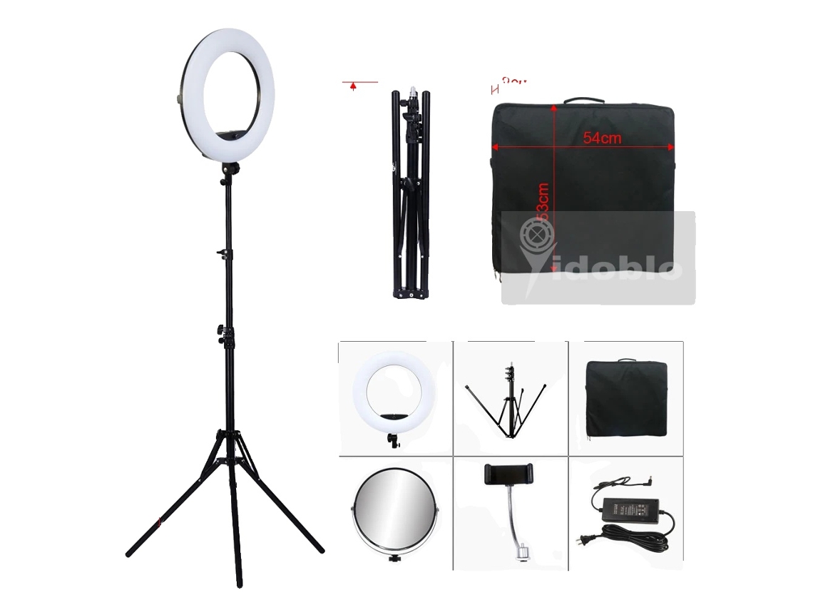 Kit de anillo de luz LED, bicolor, 3200 K, 5500 K, 96 W de potencia, OEM, color negro