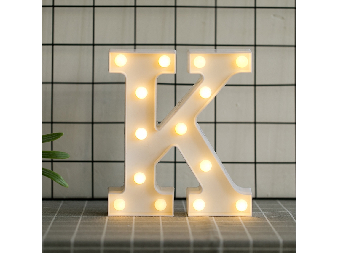 Letras Led Del Alfabeto Con Luz Blanca Cálida Para Decoración Del Hogar, Fiestas, Bares, Bodas O Festivales (k)