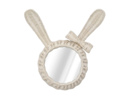 Espejo decorativo Baok-Retro White Mouse de ratán HD para baño y dormitorio.