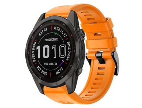 Correa para Garmin Fenix 7S Correa de reloj de silicona de color sólido con hebilla de metal de zafiro solar naranja VENISYMLIS
