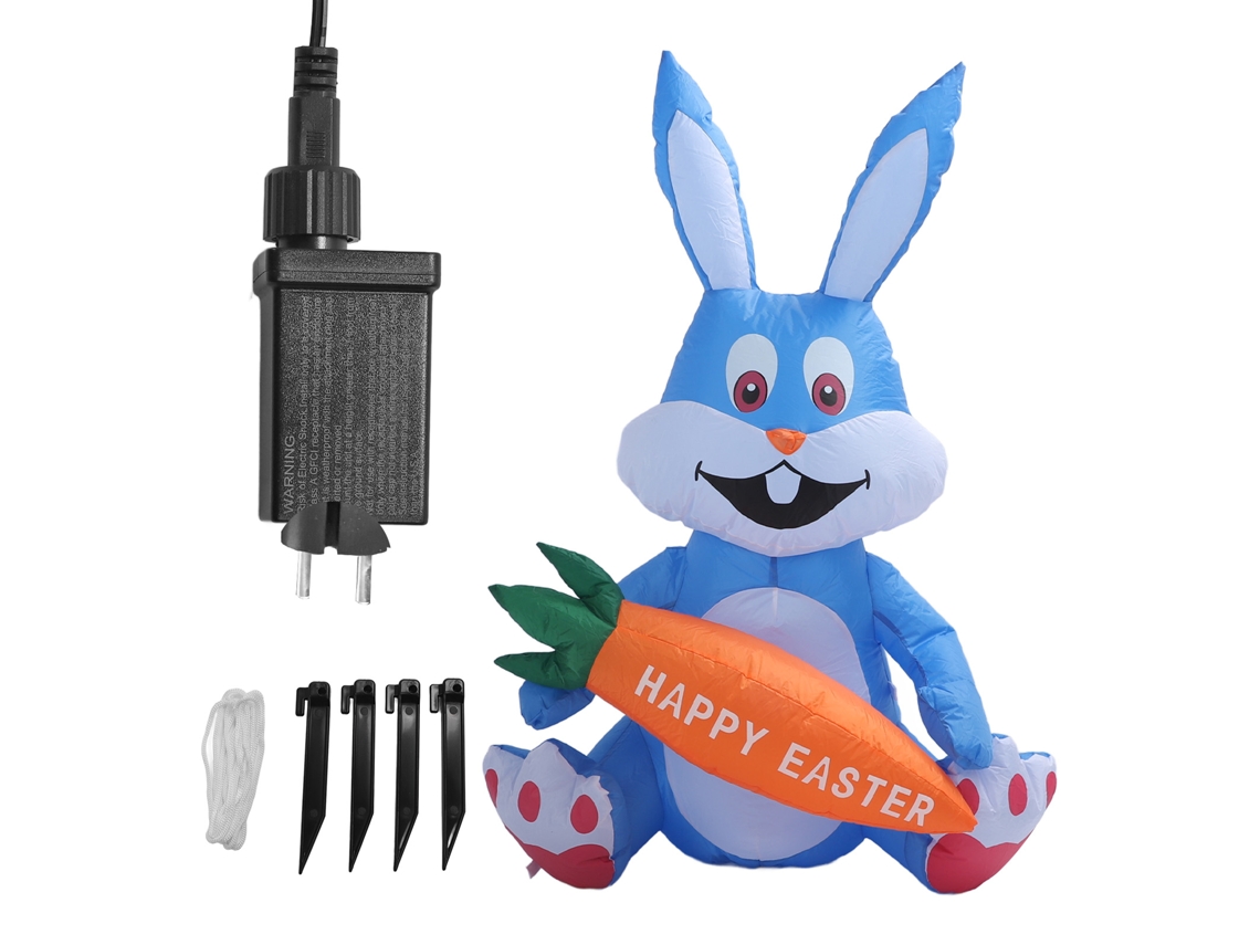 Conejo De Pascua Inflable De 1,2 M, Adorable Decoración De Dibujos Animados Para Exteriores Con Enchufe Europeo De 220 V.