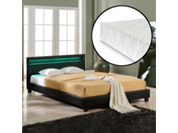 Cama de matrimonio CORIUM (210 x 169 x 78 cm - Piel sintética - Negro)