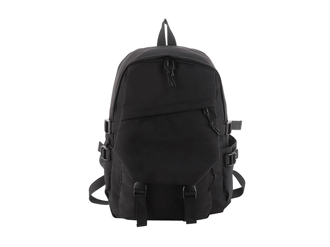Mochila retro y colorida para mujer, de gran capacidad, ideal para el colegio, para chicas y estudiantes de secundaria. Negra.