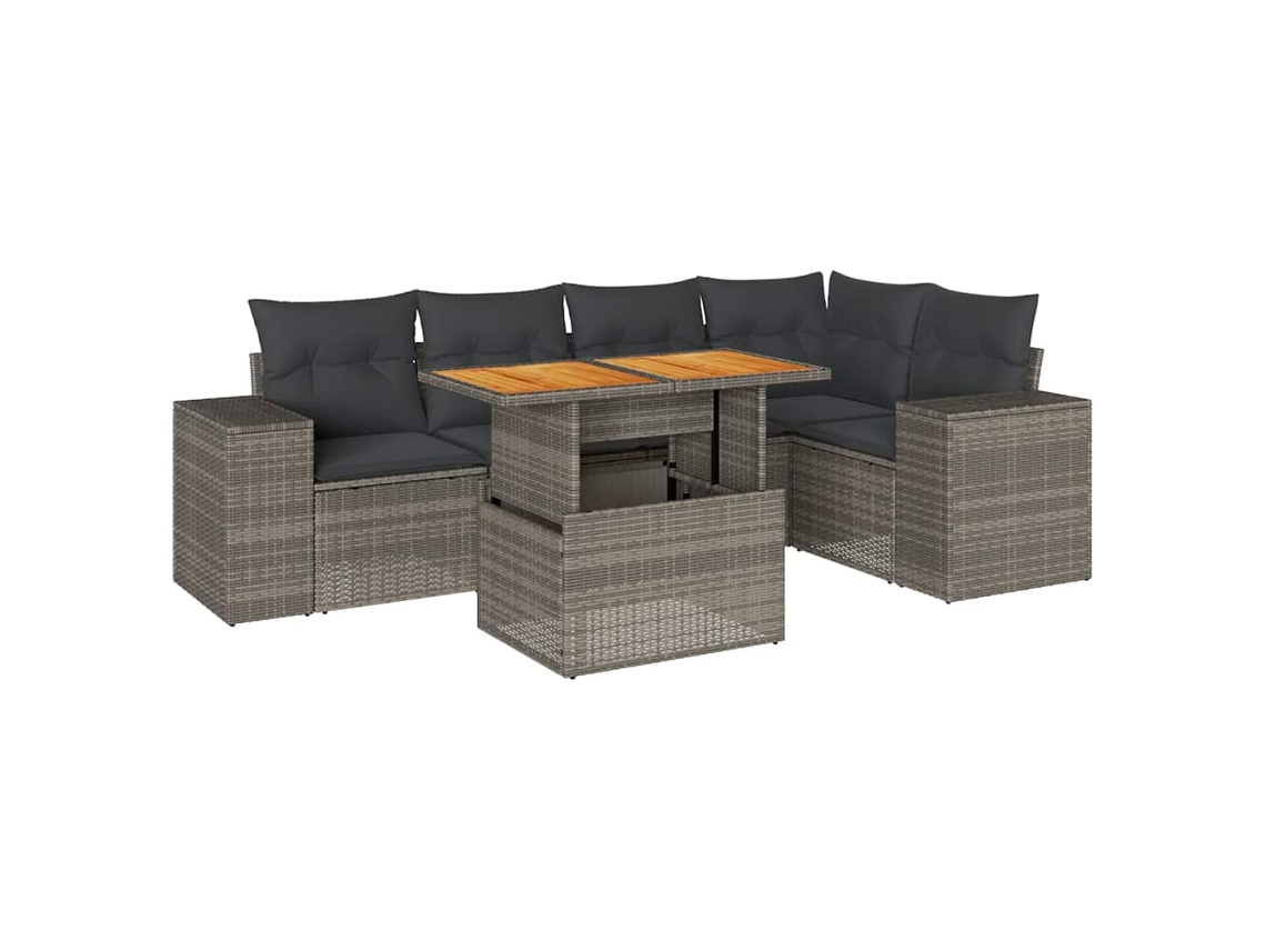 Maison Exclusive - Set De Muebles De Jardín 6 Pzas Y Cojines Ratán Sintético Gris