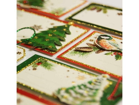 8 Pegatinas GLOBAL GIFT de regalo autoadhesivas - Árboles de Navidad