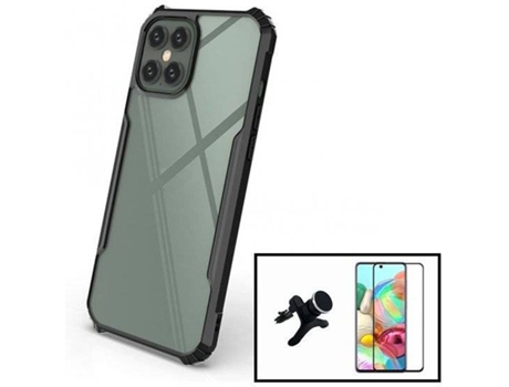 Carcasa + Protector + Soporte Magnético Reforzado Samsung Galaxy A51 PHONECARE Invisible Bumper Transparente, Negro